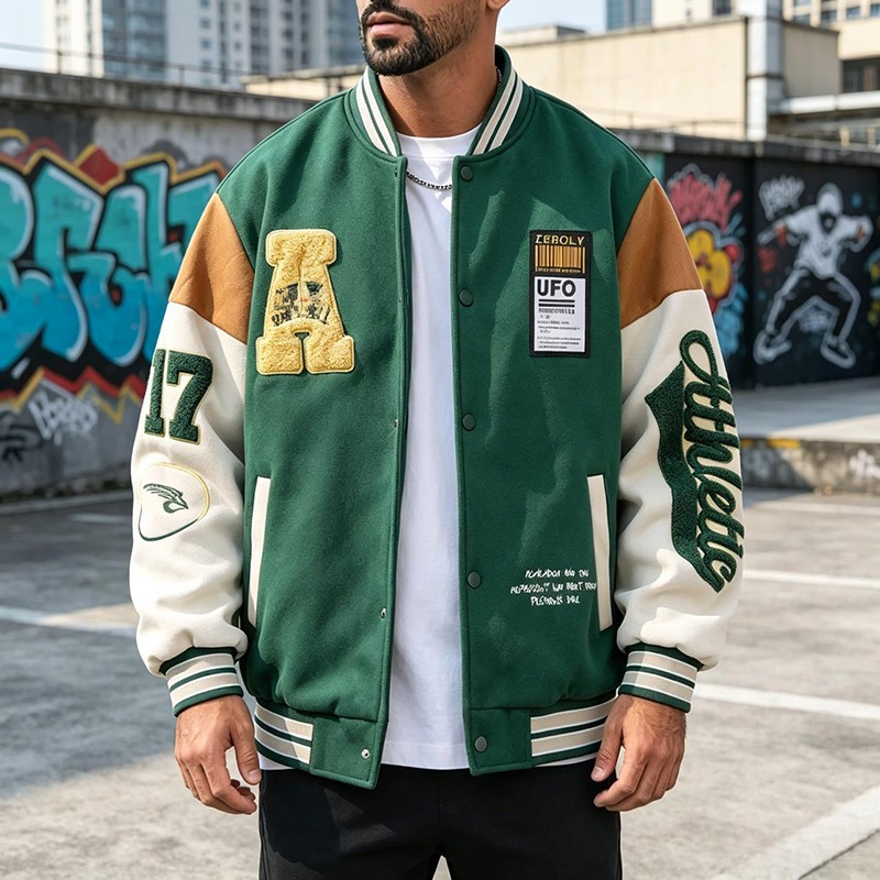 Winter Clothes Shop - High Street Men's Baseball Jersey Splicing
