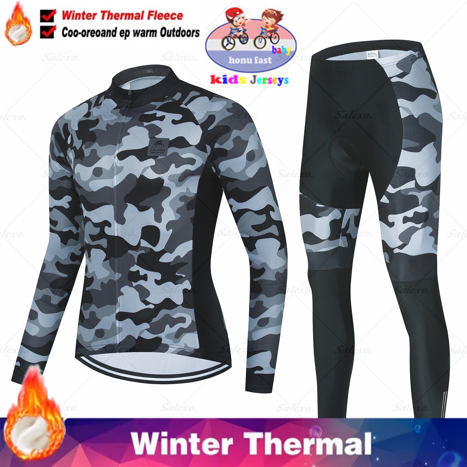 Winter Kids Cycling Jersey Set - огляд і ціна Winter Clothing Kids Sale