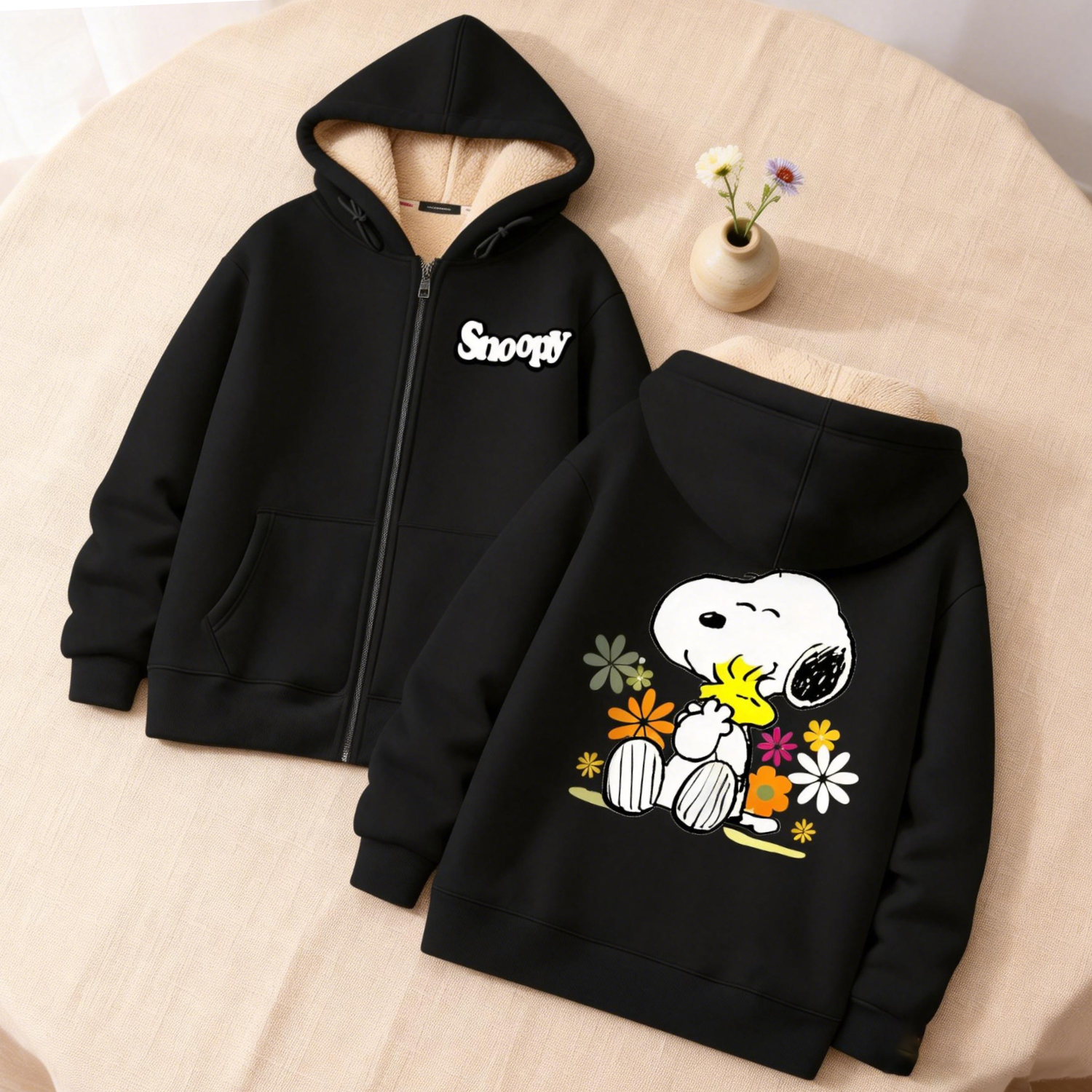 Snoopy Black Zip Hoodie Adult  - огляд і ціна Winter Clothing Women Sale