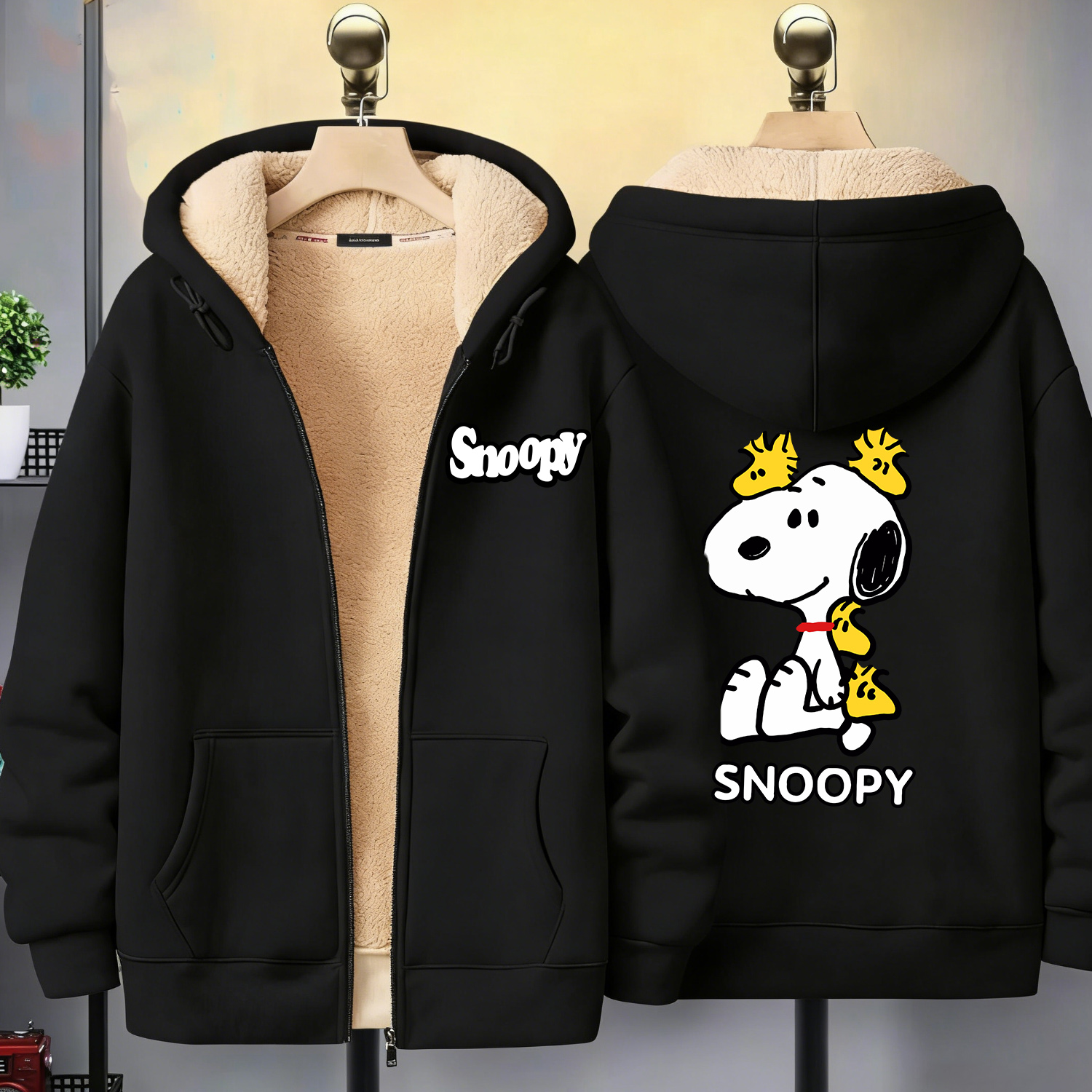 Snoopy Black Zip Hoodie Adult  - огляд і ціна Winter Clothing Women Sale
