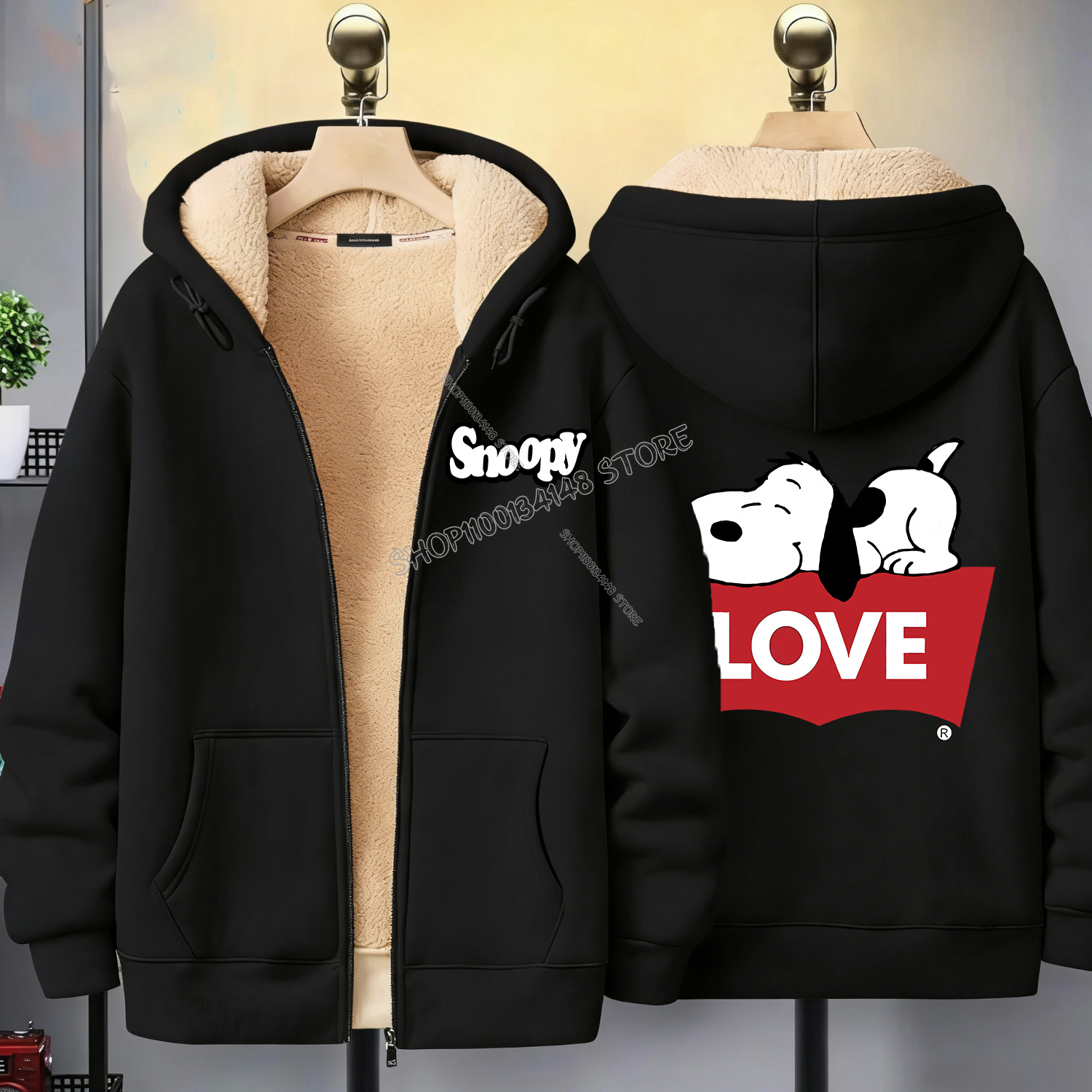 Snoopy Black Zip Hoodie Adult  - огляд і ціна Winter Clothing Women Sale