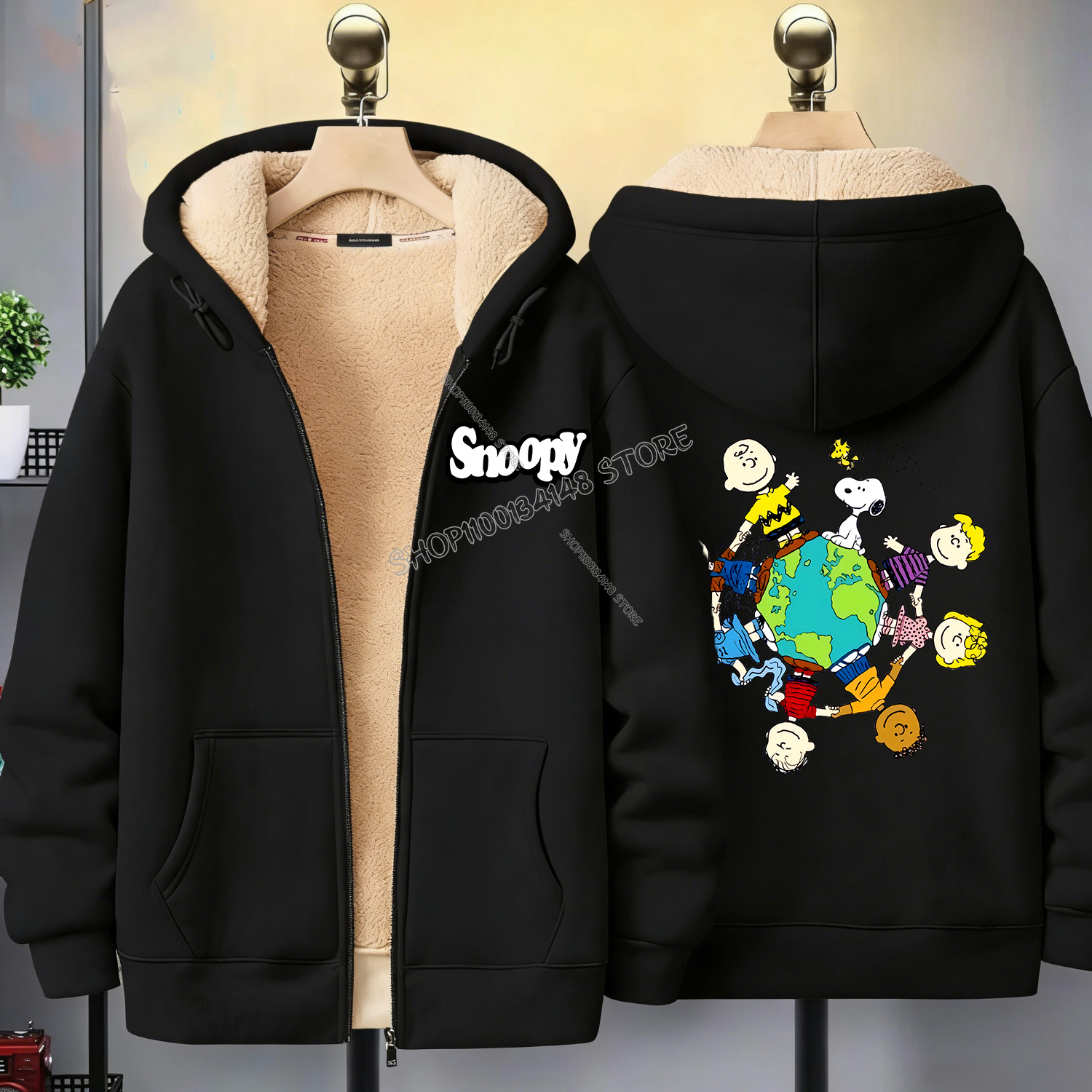 Snoopy Black Zip Hoodie Adult  - огляд і ціна Winter Clothing Women Sale